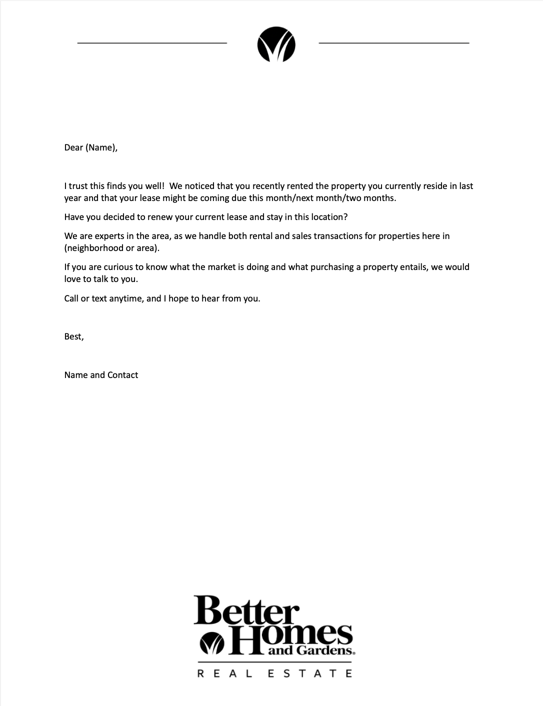 Tenant Letter